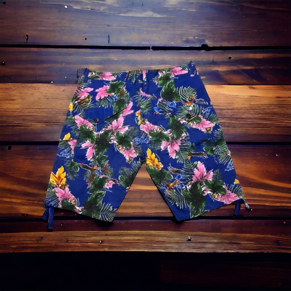 Play Cloths Botanical Jungle Set Mens Blue Shorts & Shirt Sz 36 XL Hawaii Aloha - Picture 14 of 16